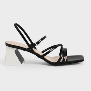 チャールズアンドキース(Charles and Keith)のツートーン トラペーズヒールサンダル ストラップ CHARLES & KEITH(サンダル)