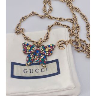 グッチ(Gucci)の✨激レア激安✨グッチ　バタフライ　マルチカラーネックレスゴールド(ネックレス)