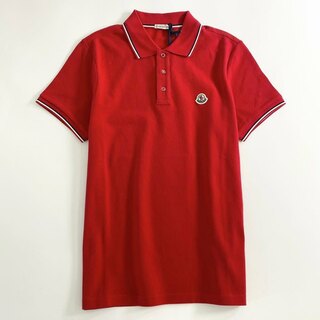 モンクレール(MONCLER)の6e19-17 未使用 タグ付☆MONCLER モンクレール ロゴワッペンポロシャツ サイズS レッド MAGLIA POLO MANICA C マリアポロマニカ メンズ(シャツ)