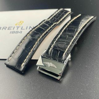 ブライトリング(BREITLING)のc155 希少【ブライトリング】22mm 744P クロコ 黒レザー Dバックル(レザーベルト)