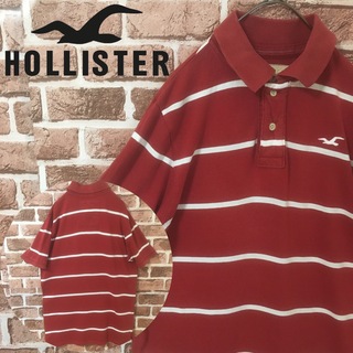 ホリスター(Hollister)の【Mサイズ】ホリスター☆刺繍ロゴ　ポロシャツ　ボーダー　レッド　ヴィンテージ(ポロシャツ)