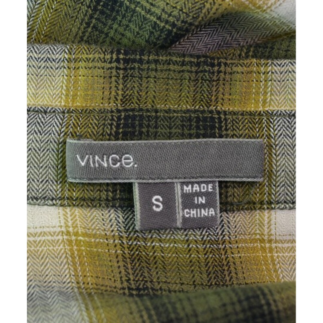 Vince(ビンス)のVince ヴィンス カジュアルシャツ S カーキx黒x白(チェック) 【古着】【中古】 レディースのトップス(シャツ/ブラウス(長袖/七分))の商品写真