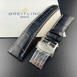 ブライトリング(BREITLING)のc162最新【ブライトリング】22mm 1055P クロコ レザー Dバックル(レザーベルト)