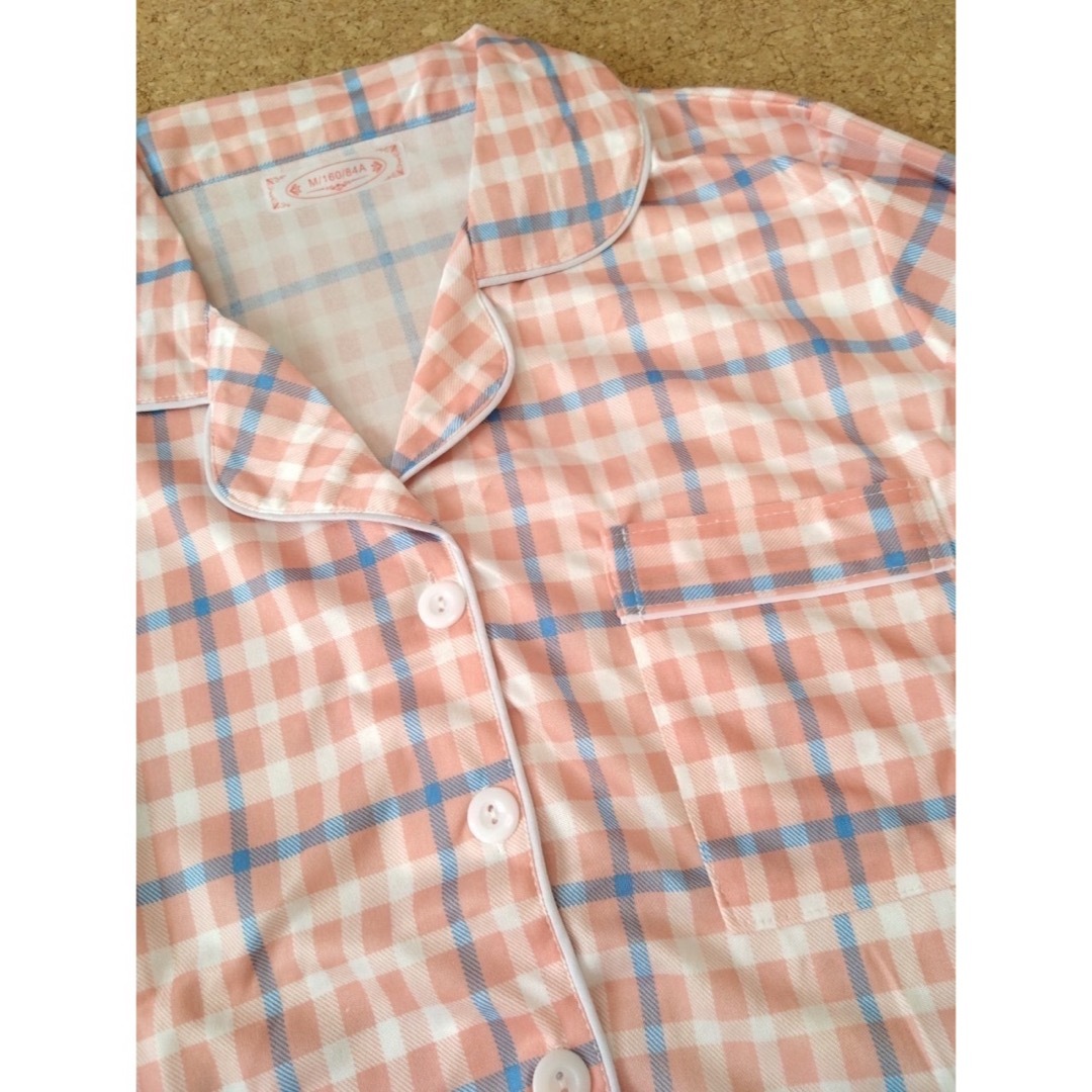 ピンク パジャマ ルームウェア 上下セット 薄手 長袖 チェック柄 ガーリー  レディースのルームウェア/パジャマ(ルームウェア)の商品写真