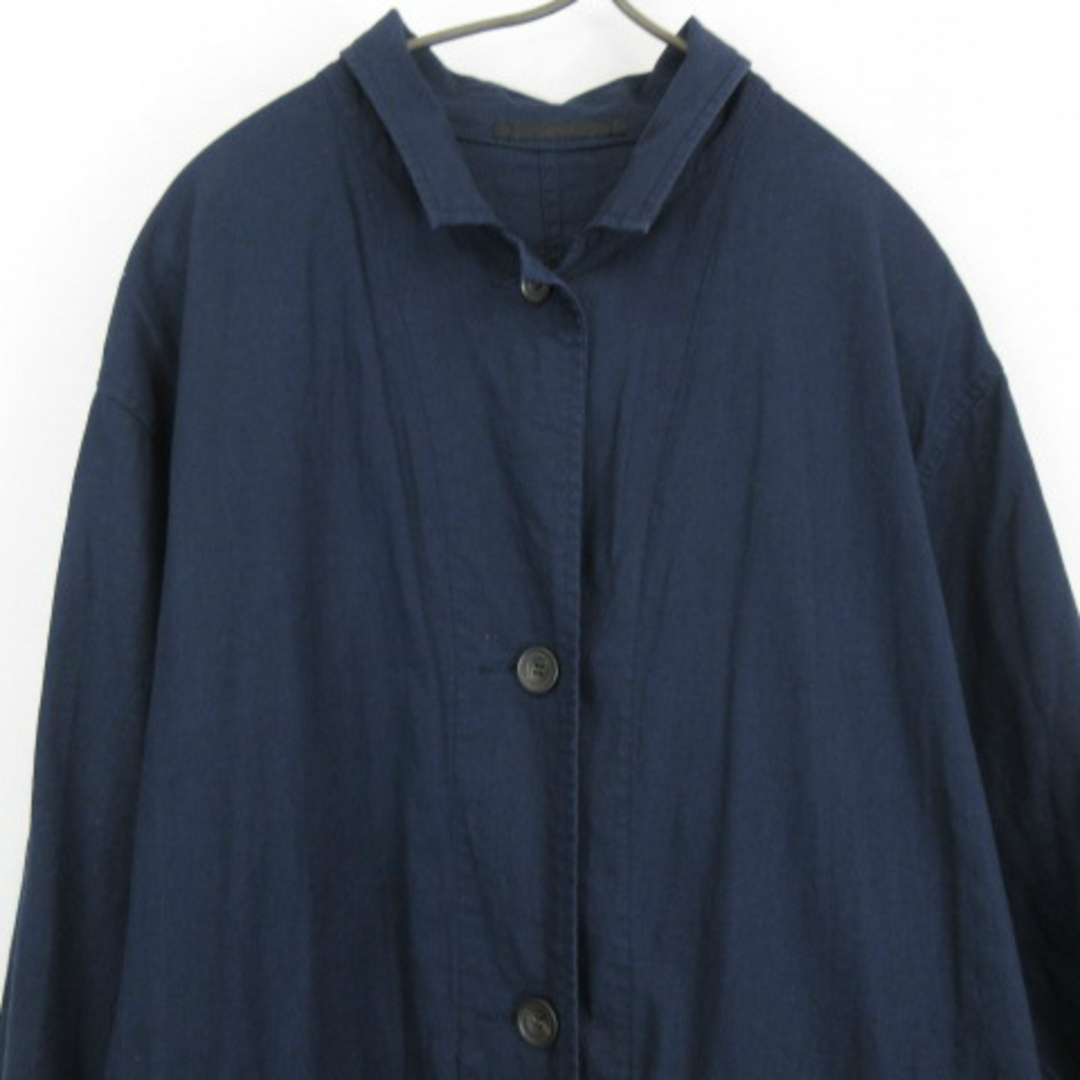 UNIQLO(ユニクロ)のユニクロ UNIQLO リネン ブレンドコート 212-424196 紺 L レディースのジャケット/アウター(その他)の商品写真