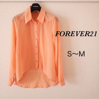 フォーエバートゥエンティーワン(FOREVER 21)のFOREVER21 サーモンピンク ブラウス S〜M(シャツ/ブラウス(長袖/七分))