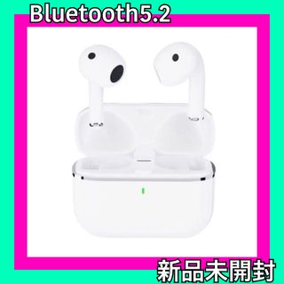 ワイヤレスイヤホン Bluetooth5.2 最大35時間 新品未開封 ホワイト(ヘッドフォン/イヤフォン)