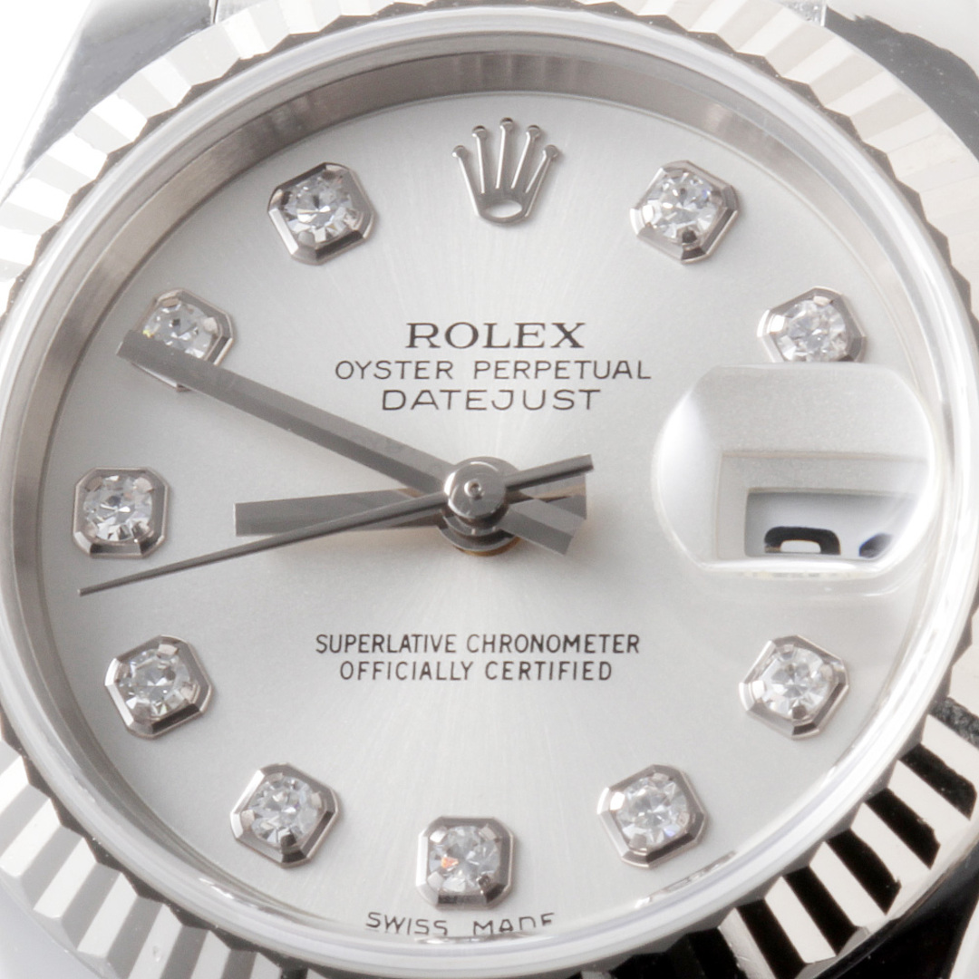 ROLEX(ロレックス)のロレックス デイトジャスト 10Pダイヤ 179174G シルバー D番 レディース 中古 腕時計 レディースのファッション小物(腕時計)の商品写真