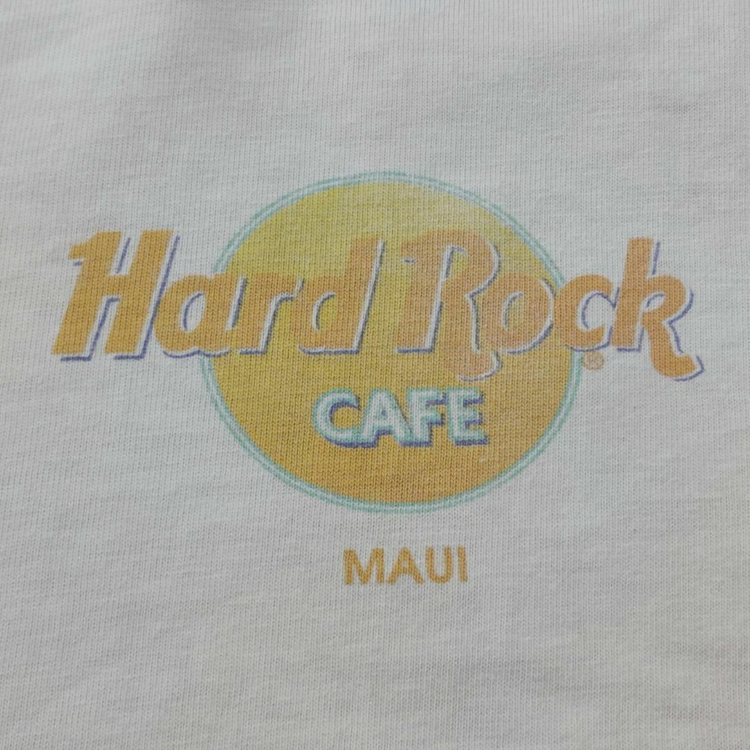ハードロックカフェ ノースリーブ プリントTシャツ マウイ L 白 黄色 USA メンズのトップス(Tシャツ/カットソー(半袖/袖なし))の商品写真