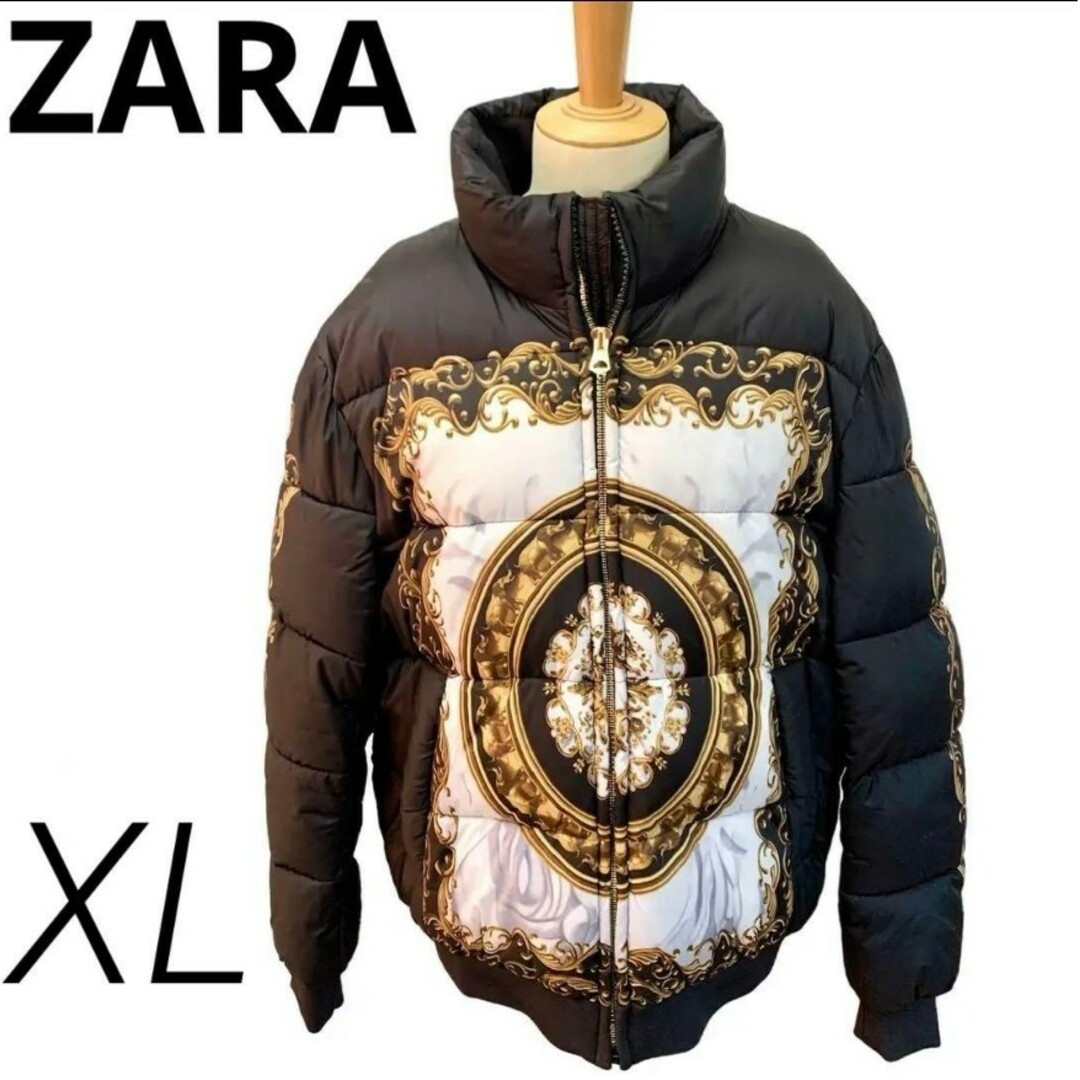 ZARA(ザラ)の極美品 ZARA ダウンジャケット ブルゾン バロック調 ビッグアイパッチ 総柄 メンズのジャケット/アウター(ダウンジャケット)の商品写真