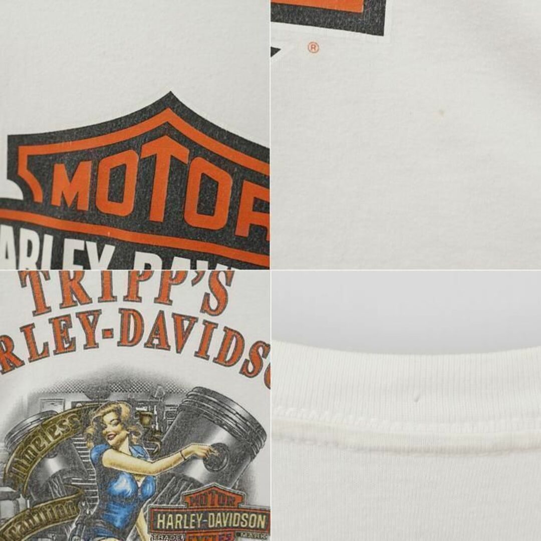 Harley Davidson(ハーレーダビッドソン)のハーレーダビッドソン ノースリーブ プリントTシャツ ガール バイク 4XL 白 メンズのトップス(Tシャツ/カットソー(半袖/袖なし))の商品写真