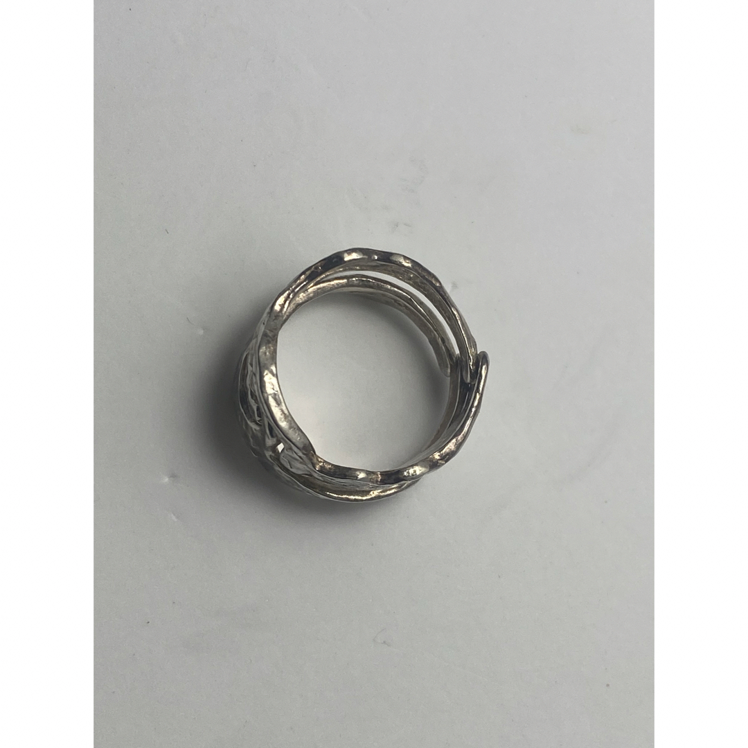 シルバー平打ち2連デザイン ウェーブ ペアリングカップル　17号指輪　Kいば6C メンズのアクセサリー(リング(指輪))の商品写真