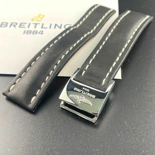 ブライトリング(BREITLING)のc150 希少【ブライトリング】436X 22mm 黒 カーフレザー Dバックル(レザーベルト)