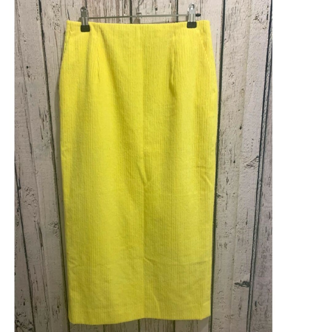 UNITED ARROWS コーデュロイ タイトスカート イエロー 40 L レディースのスカート(ロングスカート)の商品写真