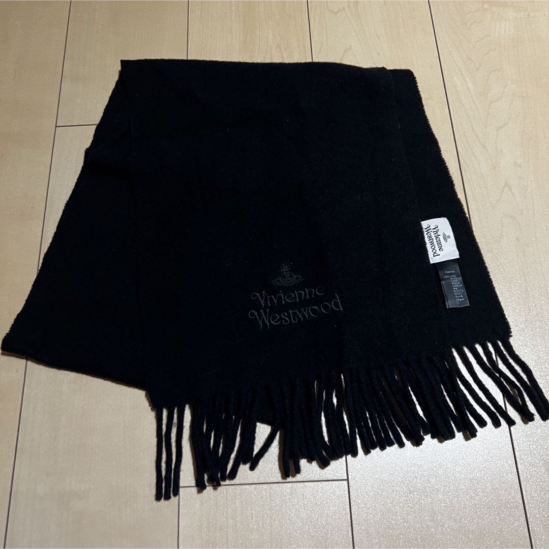 Vivienne Westwood(ヴィヴィアンウエストウッド)の【美品】ヴィヴィアンウエストウッド マフラー N401-BLACK ブラック メンズのファッション小物(マフラー)の商品写真