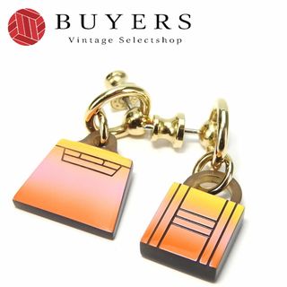 エルメス(Hermes)の【中古】 エルメス ピアス フュージョン アミュレット バッファローホーン メタル イエロー/ピンク/オレンジ カデナモチーフ ケリーモチーフ レディース 女性 HERMES(ピアス)