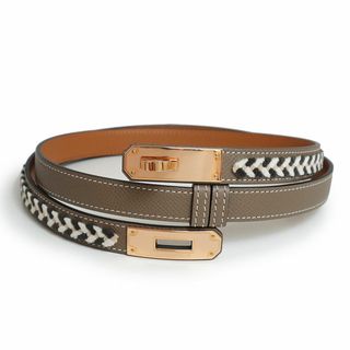 エルメス(Hermes)のエルメス ケリー ヴェルヴェット 18MM ベルト ヴォーエプソン レザー グレージュ エトゥープ エトープ マルチカラー ピンクゴールド金具 U刻印 箱付 HERMES（新品・未使用品）(ベルト)