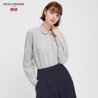 ユニクロ(UNIQLO)のユニクロ　イネスコラボ　コットンツイルストライプシャツ（長袖）(シャツ/ブラウス(長袖/七分))