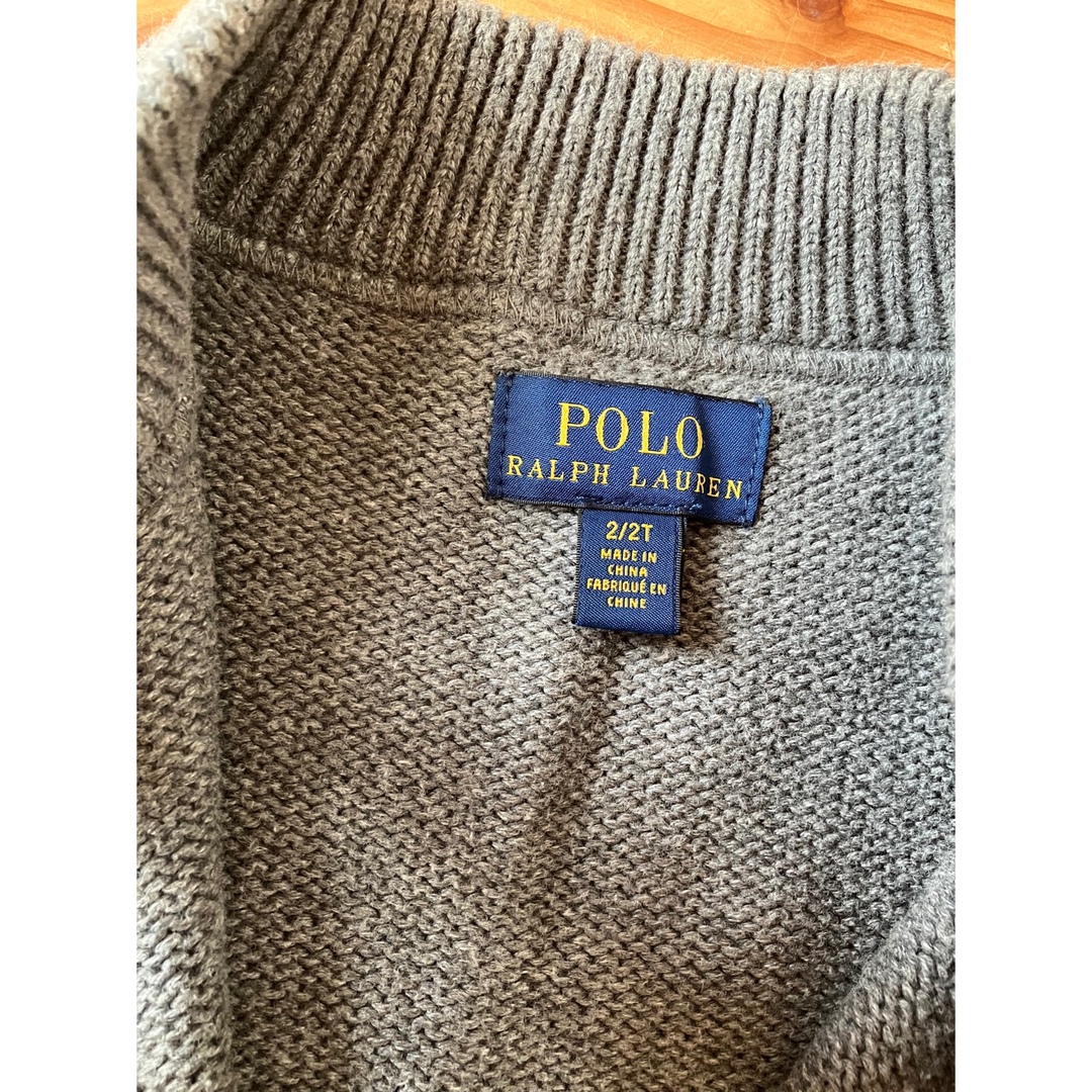 POLO RALPH LAUREN(ポロラルフローレン)のラルフローレン　グレー綿ニット キッズ/ベビー/マタニティのキッズ服男の子用(90cm~)(カーディガン)の商品写真