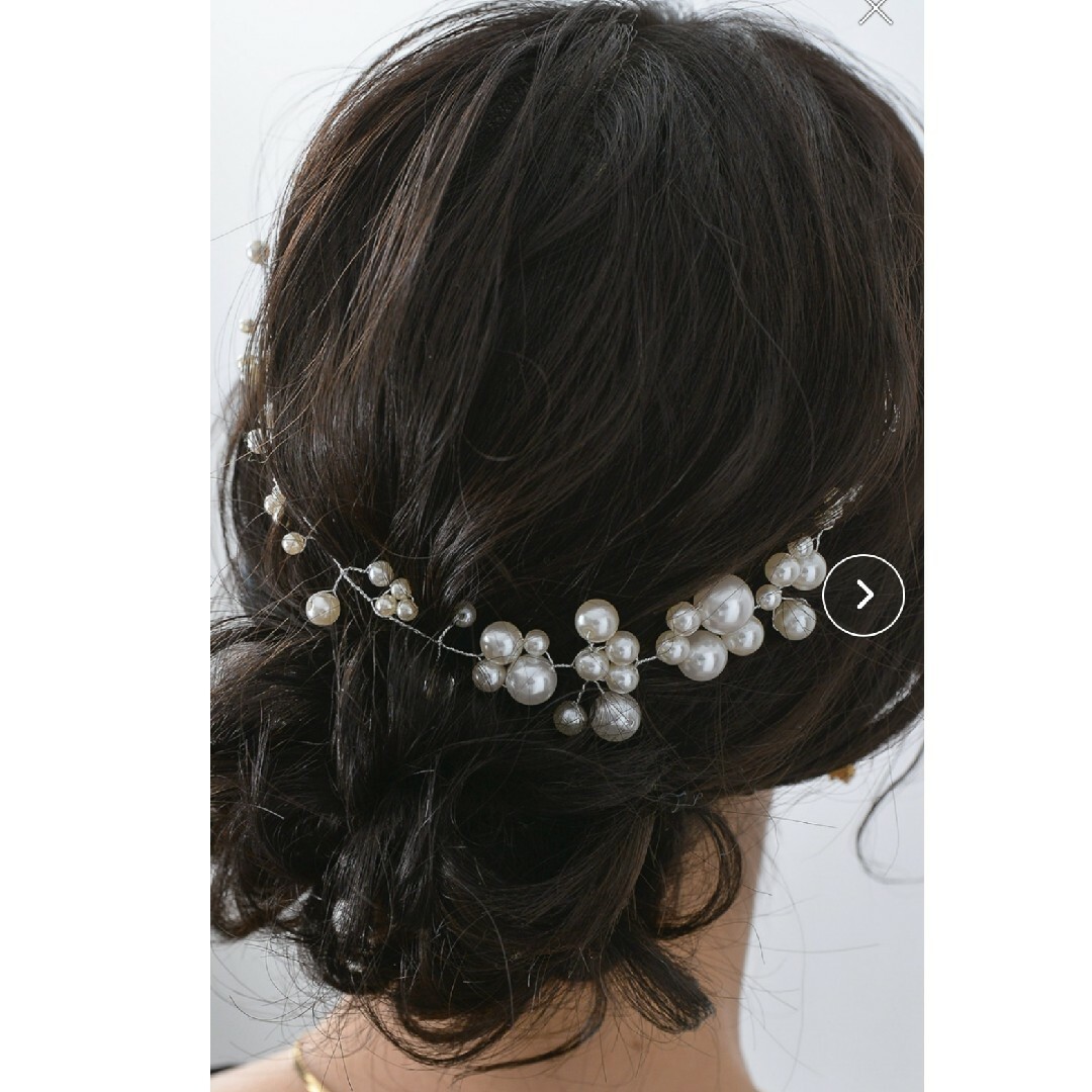 髪飾りパールヘアアクセサリーシルバー結婚式お呼ばれ レディースのヘアアクセサリー(その他)の商品写真