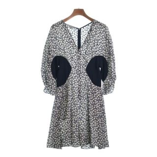 ステラマッカートニー(Stella McCartney)のSTELLA McCARTNEY ワンピース 34(XXS位) 紺x白(総柄) 【古着】【中古】(ひざ丈ワンピース)