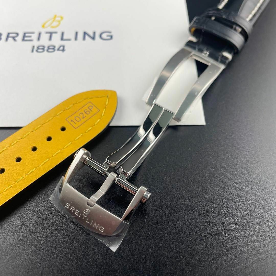 BREITLING(ブライトリング)のc168 最新【ブライトリング】22mm 1026P クロコ レザー Dバックル メンズの時計(レザーベルト)の商品写真