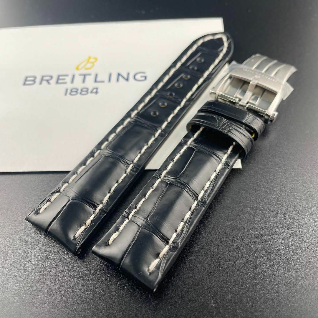 BREITLING(ブライトリング)のc168 最新【ブライトリング】22mm 1026P クロコ レザー Dバックル メンズの時計(レザーベルト)の商品写真