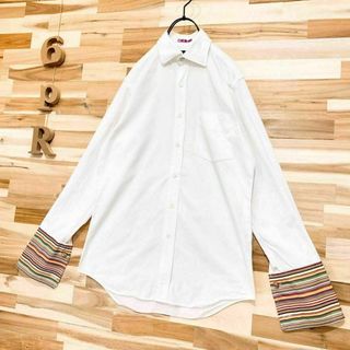 ポールスミス(Paul Smith)のオシャレ【ポールスミス】長袖シャツ マルチカラー袖カフス付きカラフル S 白×黄(シャツ)