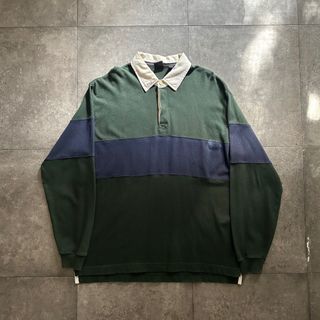 ギャップ(GAP)の90s oldgap オールドギャップ ラガーシャツ L グリーン×ネイビー(スウェット)