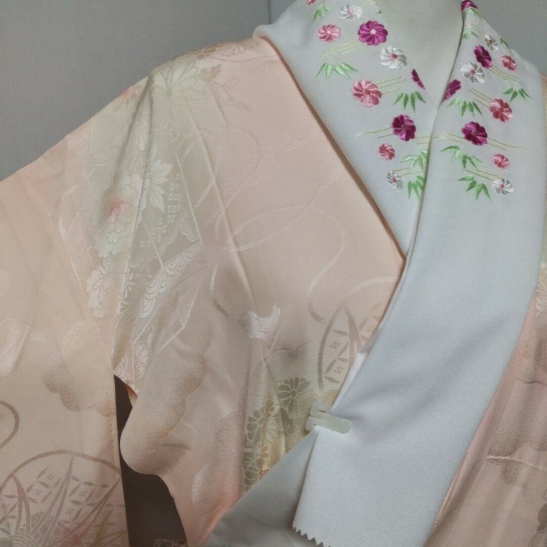 振袖用 正絹長襦袢 刺繍半襟付 - 長襦袢/半襦袢 振袖用 正絹長襦袢 刺繍半襟付 - 長襦袢/半襦袢