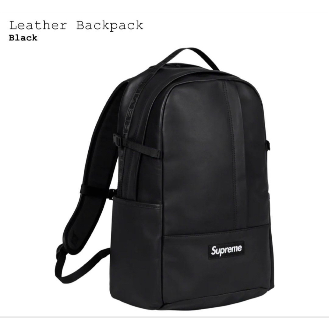 Supreme(シュプリーム)のSupreme Leather Backpackバックパック黒 新品 メンズのバッグ(バッグパック/リュック)の商品写真