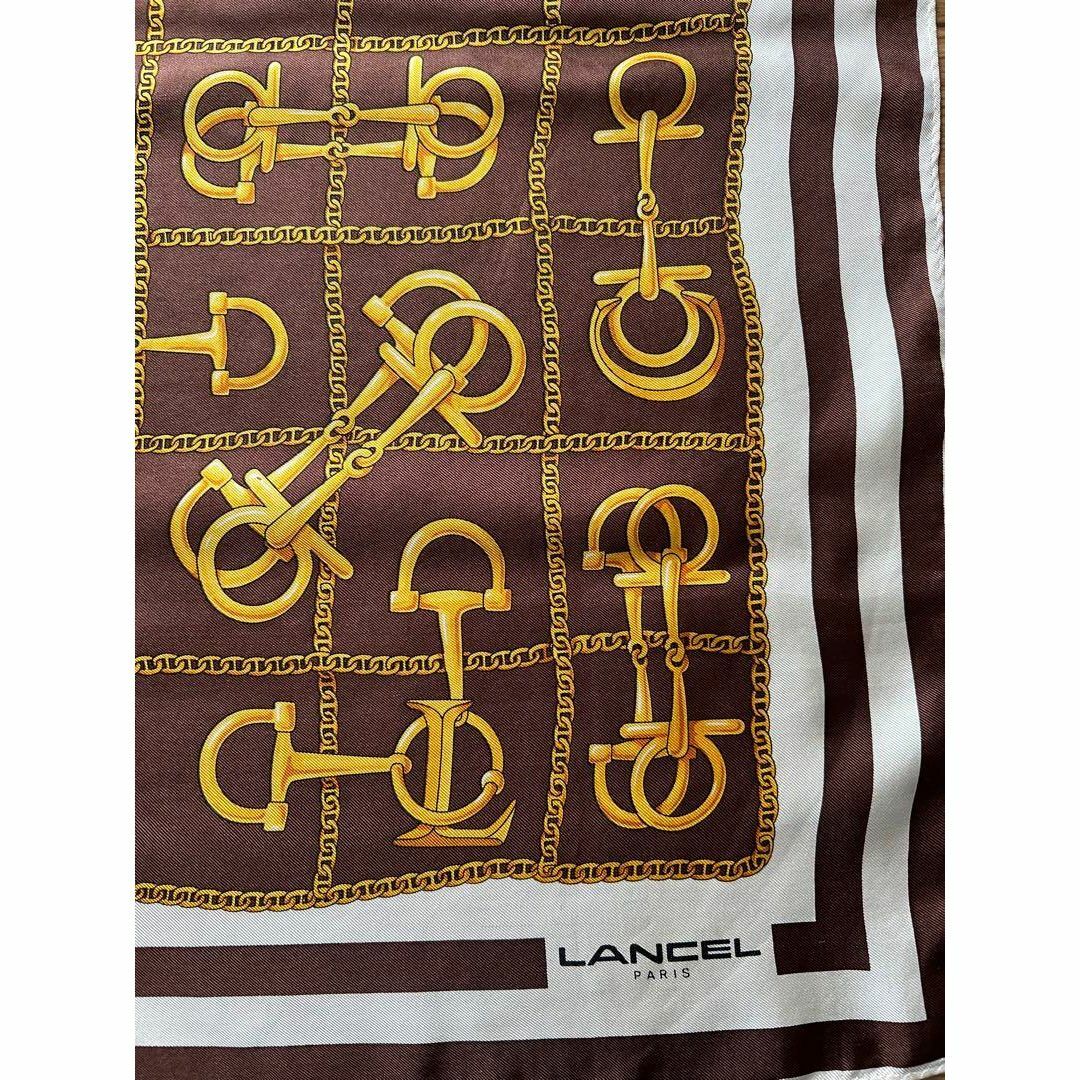 LANCEL(ランセル)の【正規品】ランセル　LANCEL シルクスカーフ　ブラウン レディースのファッション小物(バンダナ/スカーフ)の商品写真