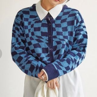 ヘザー(heather)のHeather ヘザー 変形チェック柄ショートカーディガン(カーディガン)