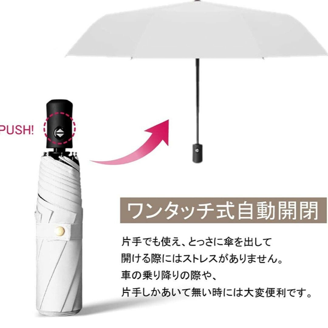 【片手ワンタッチ】 折りたたみ傘 日傘 晴雨兼用 撥水 耐風 UVカット レディースのファッション小物(傘)の商品写真