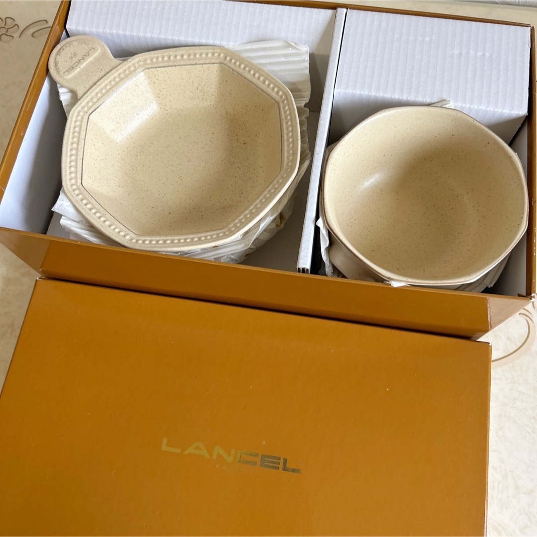 LANCEL(ランセル)の前畑陶器　ランセル　手付きボウル　八角皿　グラタン皿　シチュー皿セット　北欧風 インテリア/住まい/日用品のキッチン/食器(食器)の商品写真