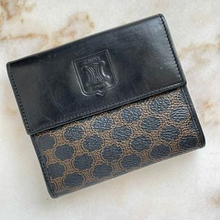 セリーヌ(celine)のCELINE セリーヌ マカダム PVC コンパクト財布 黒 Wホック 折財布(財布)