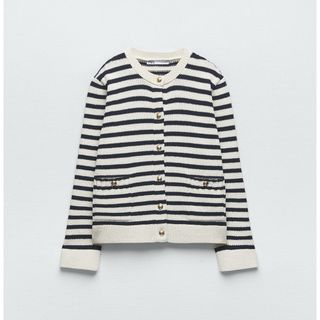 ザラ(ZARA)のザラ ★ ボーダー ニット カーディガン(カーディガン)