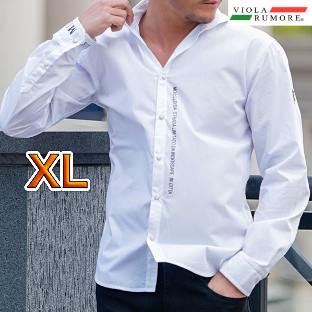 VIOLA(ヴィオラ)のヴィオラ 襟ワイヤー入り長袖シャツ XLサイズ ホワイト×ブラック 新品  メンズのトップス(シャツ)の商品写真
