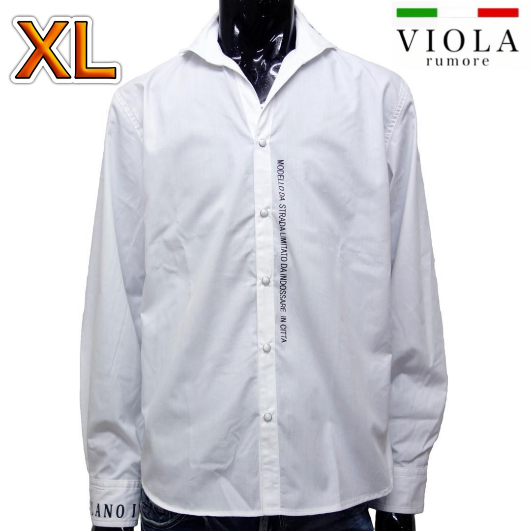 VIOLA(ヴィオラ)のヴィオラ 襟ワイヤー入り長袖シャツ XLサイズ ホワイト×ブラック 新品  メンズのトップス(シャツ)の商品写真