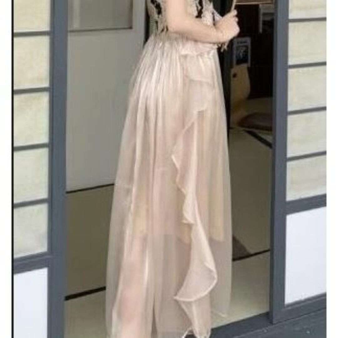 ★送料無料★11号(L)☆異素材オーガンジーのドレス(OPN2883) レディースのフォーマル/ドレス(ロングドレス)の商品写真