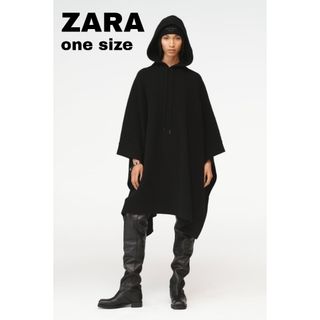 ザラ(ZARA)のZARA　STEVEN MEISEL ウールポンチョ　ブラック(ポンチョ)