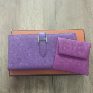 エルメス(Hermes)のHERMES【美品】ベアンスフレ/ヴォーエプソン ピンク系 長財布 □K刻印(財布)