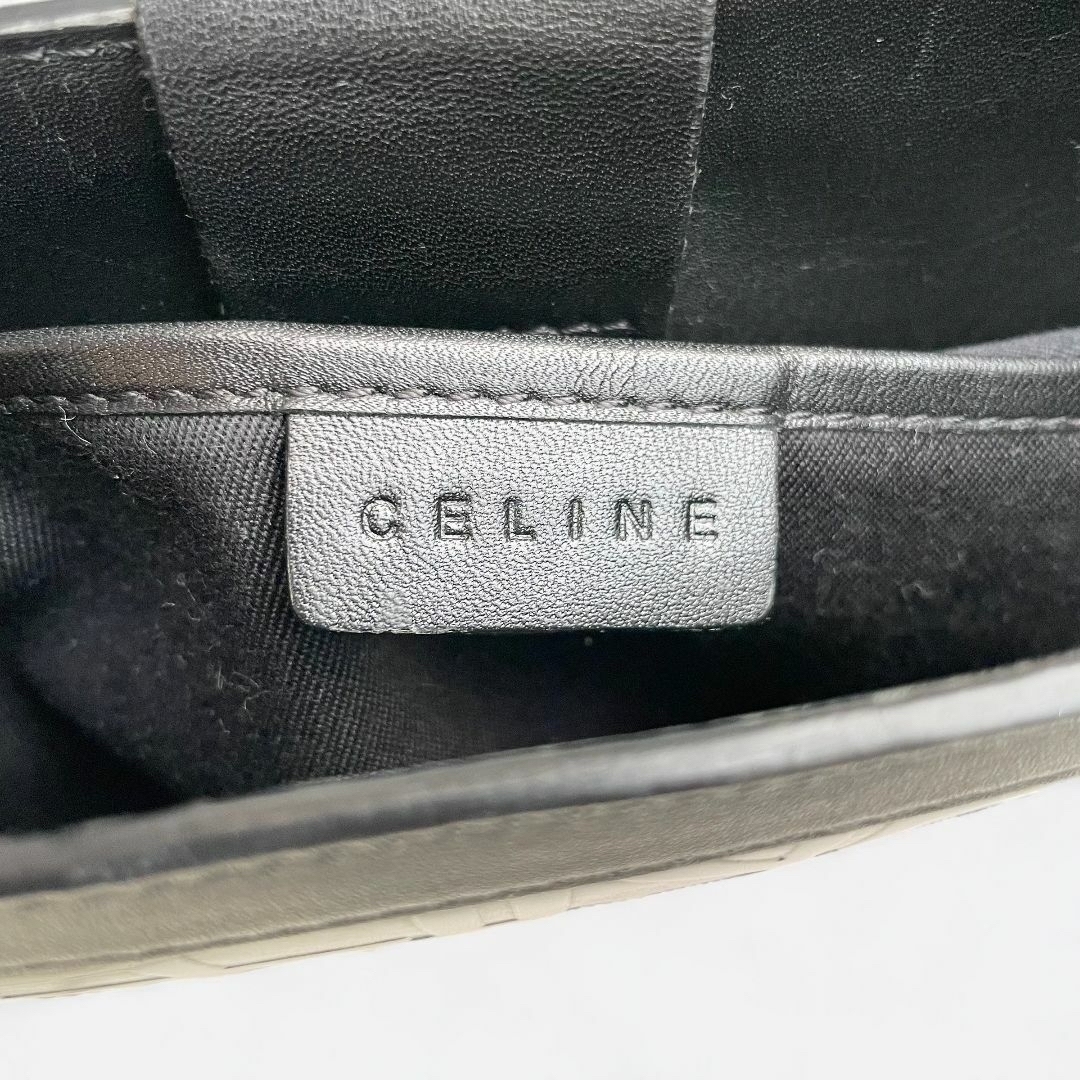 celine(セリーヌ)のヴィンテージ セリーヌ レザー ショルダーバッグ ブラック ゴールド オールド レディースのバッグ(ショルダーバッグ)の商品写真