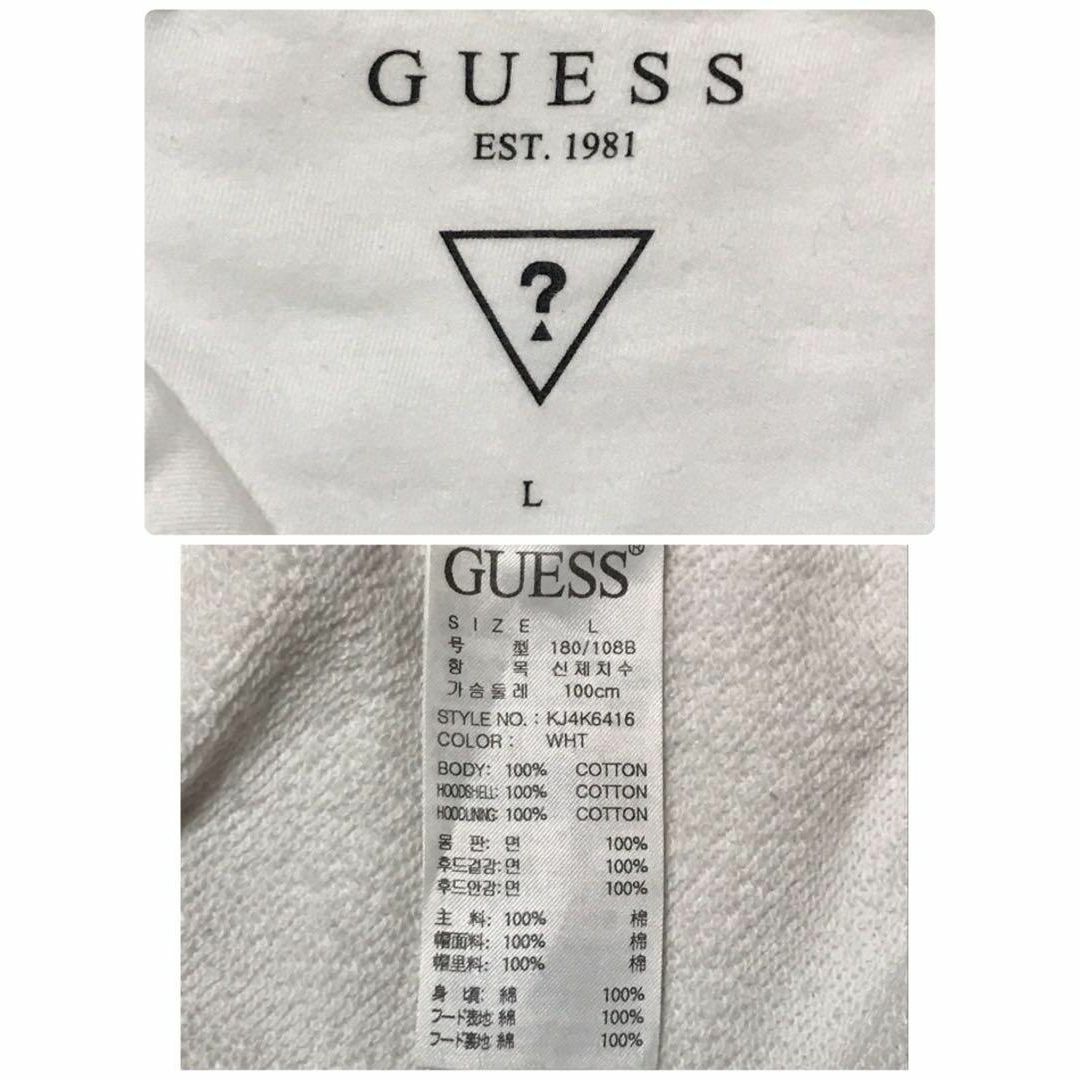 GUESS(ゲス)の【人気カラー白】ゲス　プリントロゴ入りパーカー　人気L 裏パイル　F863 メンズのトップス(パーカー)の商品写真