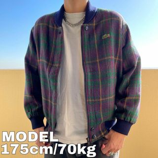 ラコステ(LACOSTE)のシュミーズラコステ LACOSTE チェックブルゾン ジャケット XL 緑 紫(ブルゾン)