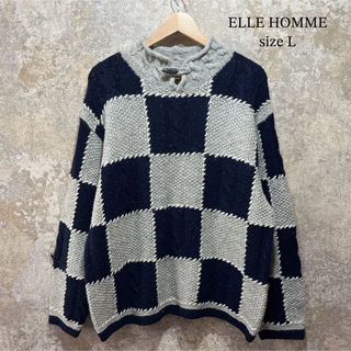 ELLE HOMME（ELLE） - ELLE HOMME エルオム ブロックチェック ニット 格子柄