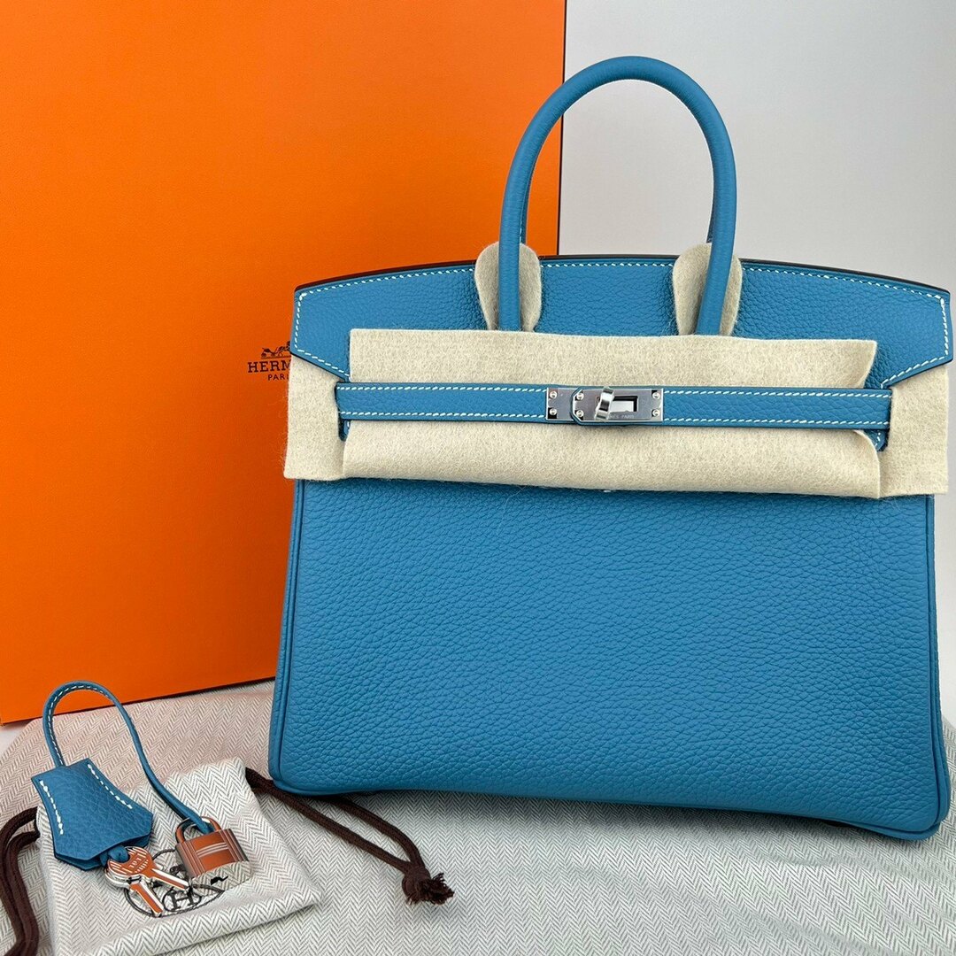 Hermes(エルメス)の新品未使用 B刻 HERMES エルメス Birkin25 バーキン25 Bleu jean ブルージーン PHW シルバー金具 レディースのバッグ(ハンドバッグ)の商品写真