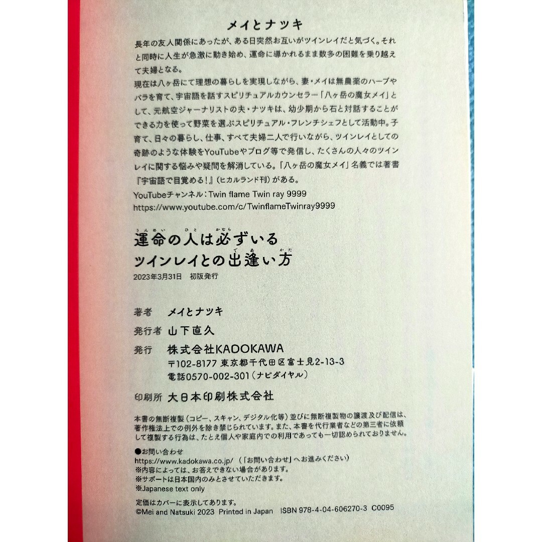 運命の人は必ずいる　ツインレイとの出逢い方 エンタメ/ホビーの本(住まい/暮らし/子育て)の商品写真