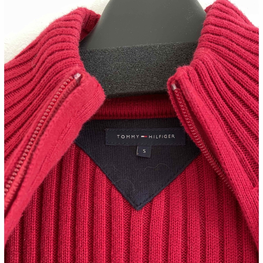 TOMMY HILFIGER(トミーヒルフィガー)のトミーヒルフィガー❤️ジップアップニット　レッド レディースのトップス(ニット/セーター)の商品写真