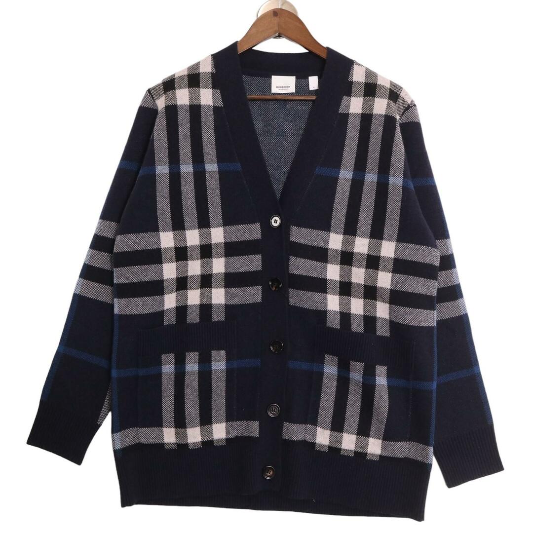 BURBERRY(バーバリー)のバーバリー ﾌﾞﾙｰ×ﾎﾜｲﾄ 8059088 ﾁｪｯｸ ｳｰﾙｶｼﾐｱ ｼﾞｬｶｰﾄﾞ M メンズのトップス(カーディガン)の商品写真